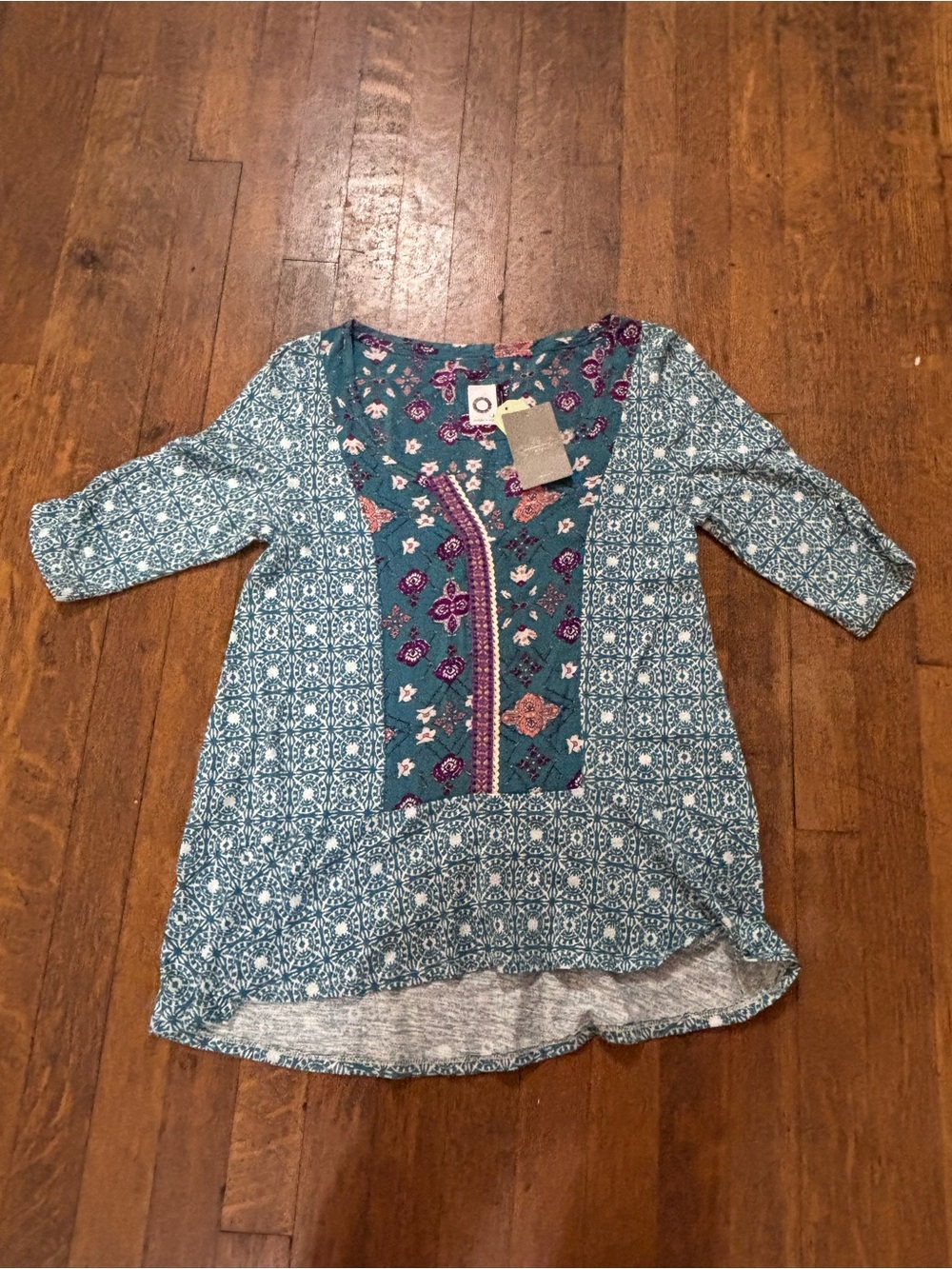 Akemi + Kin/ Anthropologie Mixed Print Tunic Top Size Small